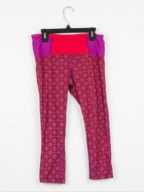 ​Prana Girls Size Small Cropped Leggings – Pink Geometric Print 🤸‍♀️​